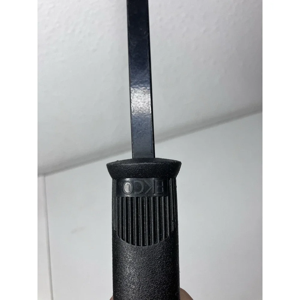 Vintage EKCO Black Coated Metal Meat Serving Fork w/Sure Grip Black Handle‎